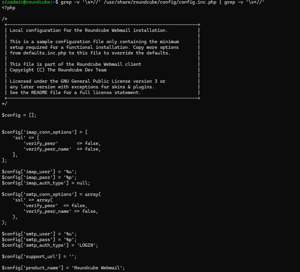 Configuration roundcube